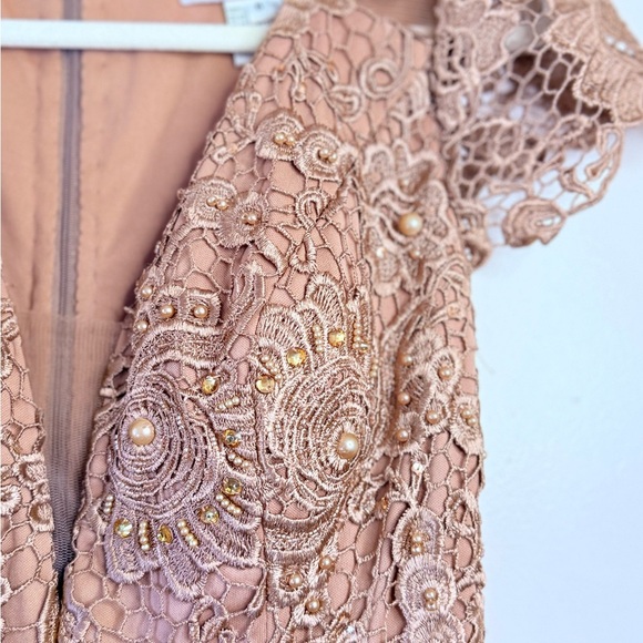 JVN Embroidered Lace Dress in Tan - Picture 10 of 11